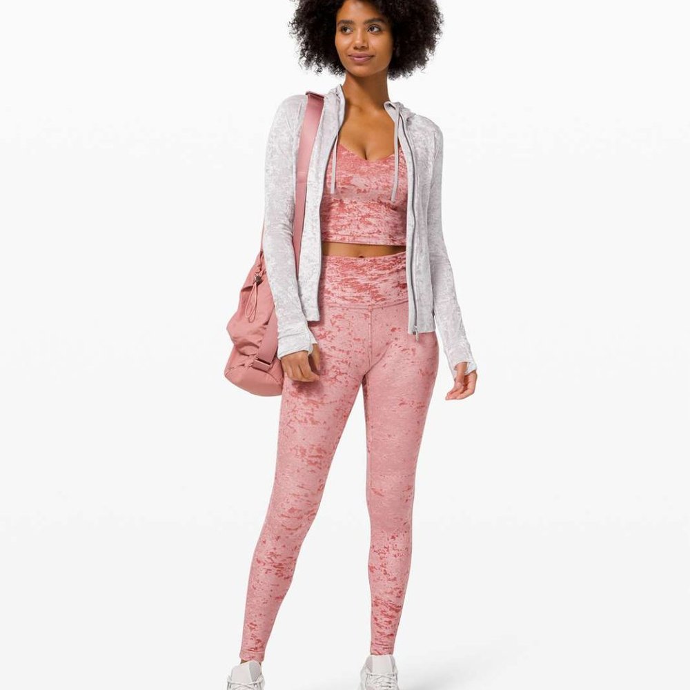 Like New Lululemon Pink Crushed Velvet Limited Edition Leggings Size 8